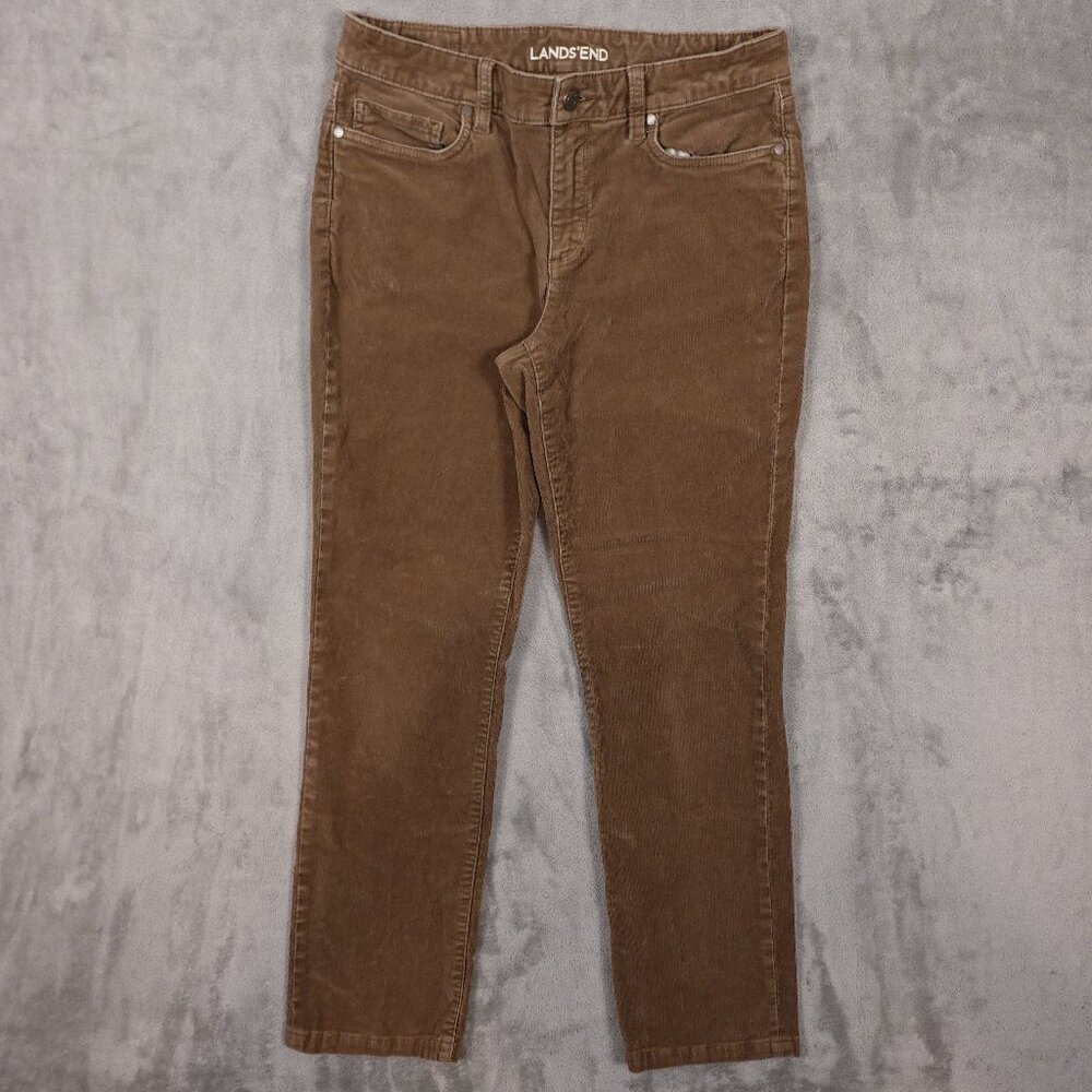 Lands’ End‎ Mid Rise Straight Corduroy Pants Women's Size 6 Light Brown